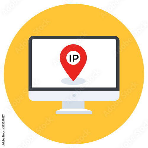 
Ip location icon, modern flat rounded vector 
