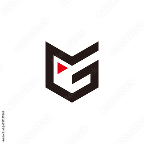 abstract letter mg triangle arrow geometric logo vector