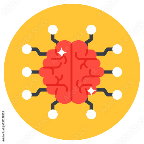 
Microprocessor in editable flat rounded style, integrated circuit
