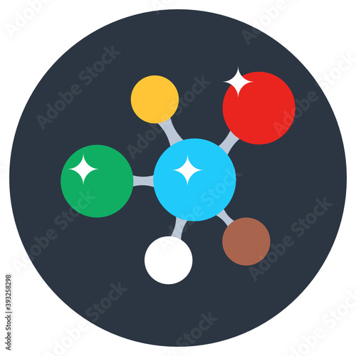 
Molecular structure, atom bond in flat rounded style 
