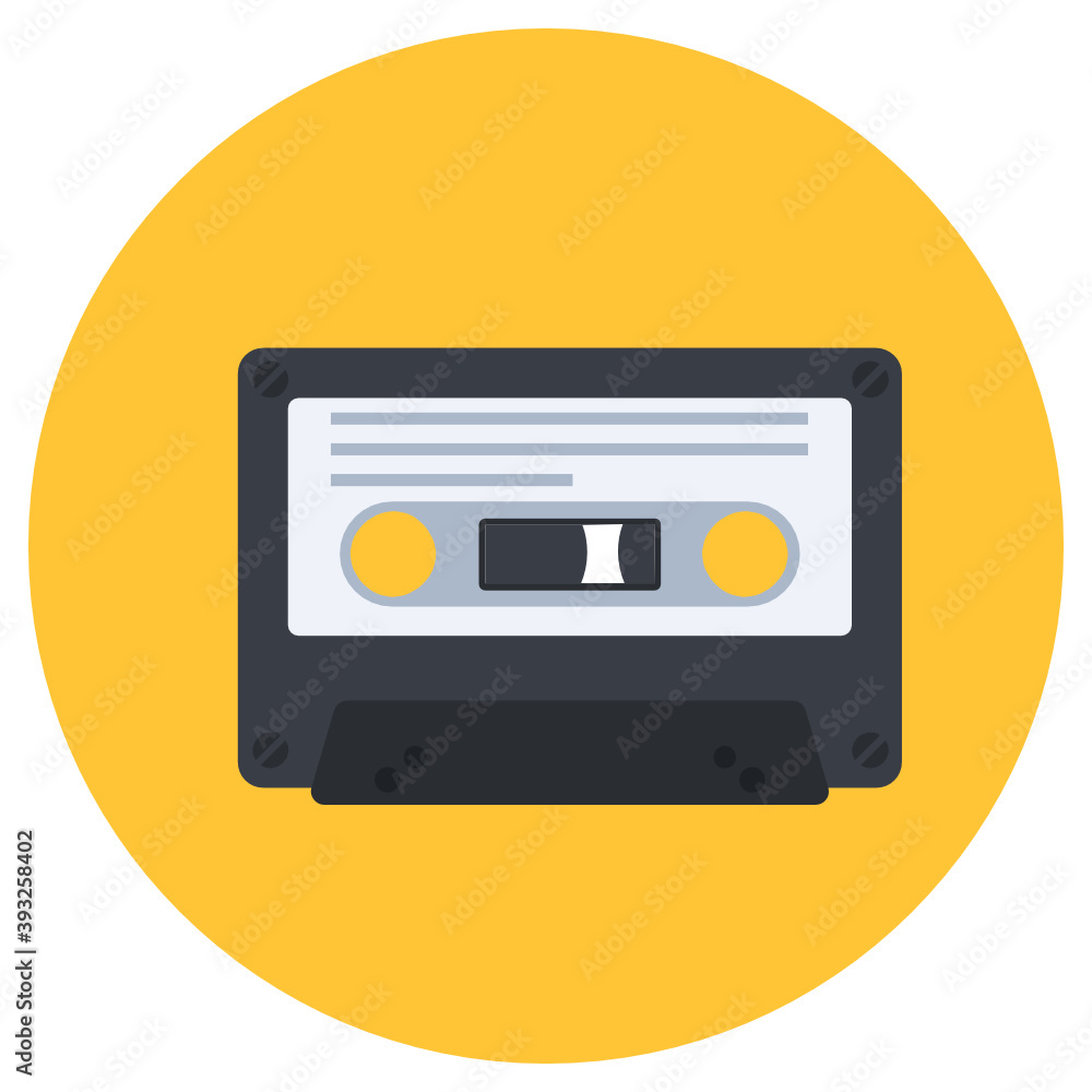 Magnetic tape recording format, cassette icon Magnetic tape recording format, cassette icon