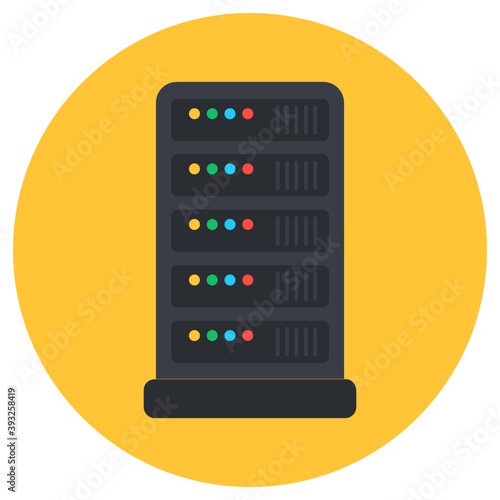 
Datacenter icon, modern flat rounded vector of server room 
