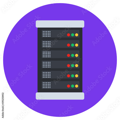 
Datacenter icon, modern flat rounded vector of server room 
