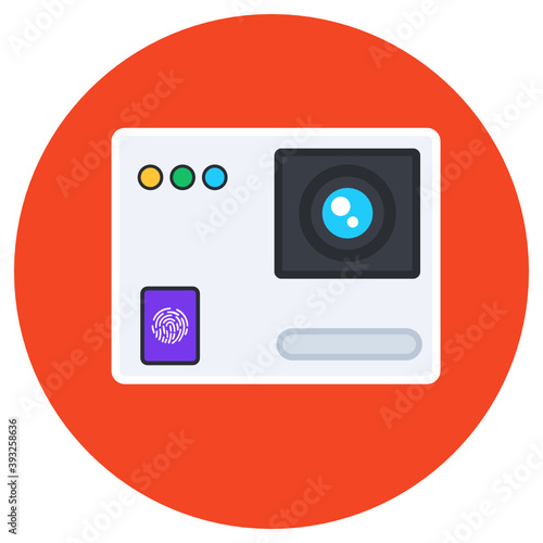 
Editable flat rounded icon of biometric machine  
