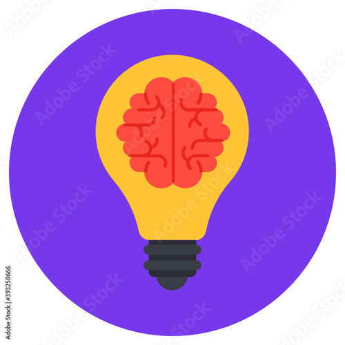 
Editable vector style of brain inside bulb, brainstorming concept 
