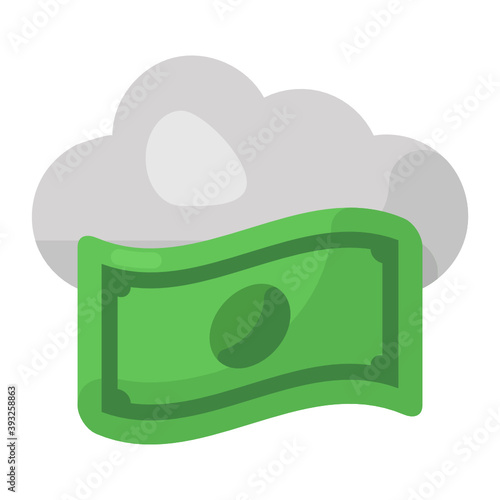 
Cloud funding icon in editable style, cloud with banknote 

