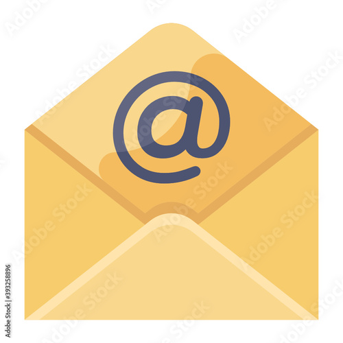
A flat vector of electronic mail, opened envelope,
