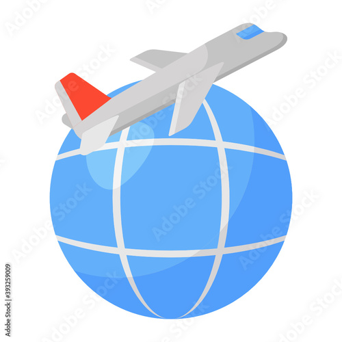 
Style of global travel icon, flat vector 
