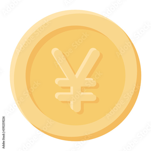 
Style of yen coin icon, flat vector 

