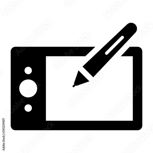 
Digitizer icon style, graphic tablet with pen 
