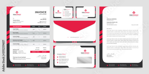 Corporate business branding identity, Stationery design, Letterhead, Business card, Invoice, Envelope design
