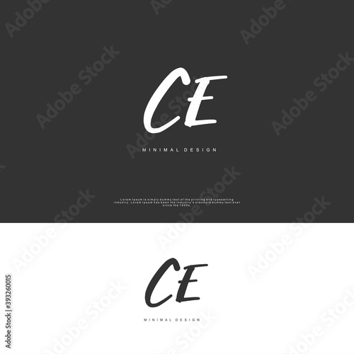 CE Initial handwriting or handwritten logo for identity. Logo with signature and hand drawn style.