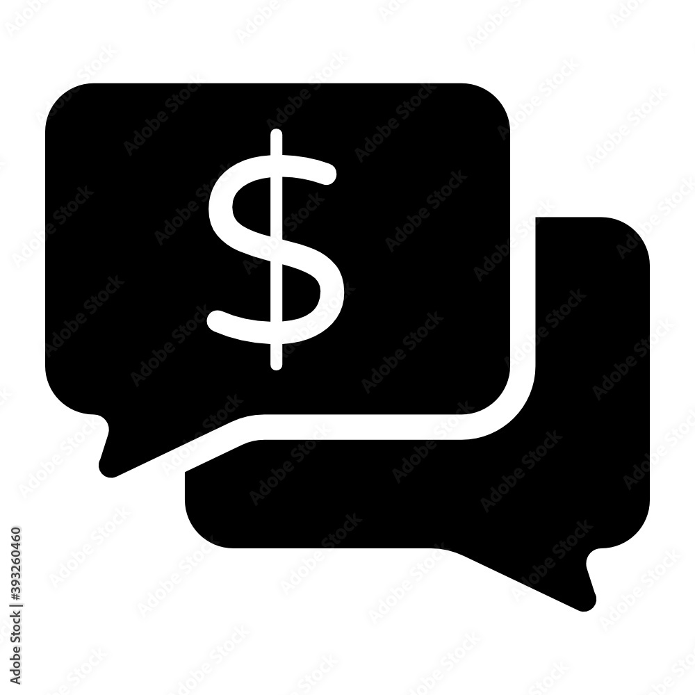 Dollar on speech bubbles depicting business chat Dollar on speech bubbles depicting business chat