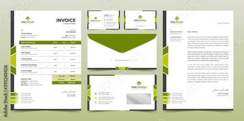Corporate business branding identity, Stationery design, Letterhead, Business card, Invoice, Envelope design