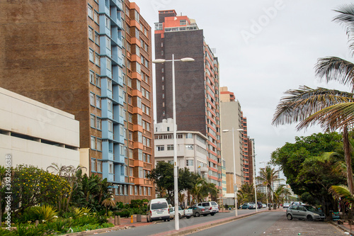 Apartment Lined Street on Durban's Golden Mile, South Africa