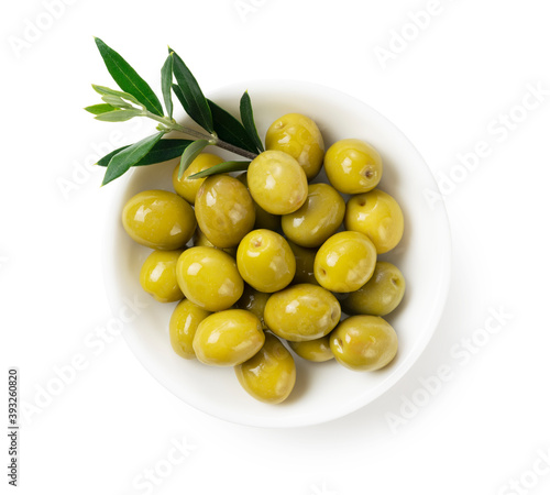 Salted olives placed on a white background