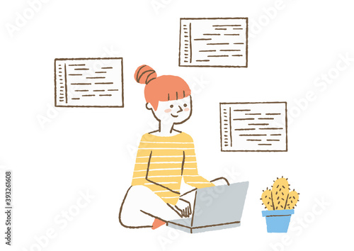 プログラミングしている女性