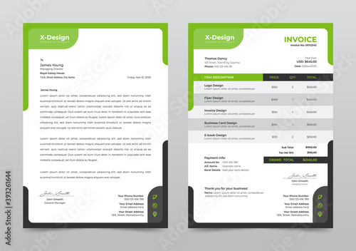 Corporate business letterhead and invoice template, Business Branding identity design template