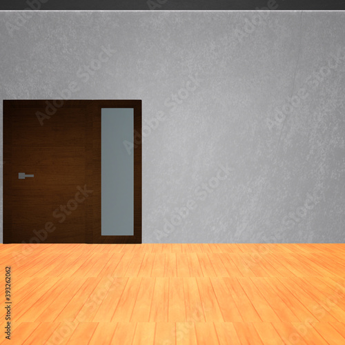3d room with grey wall