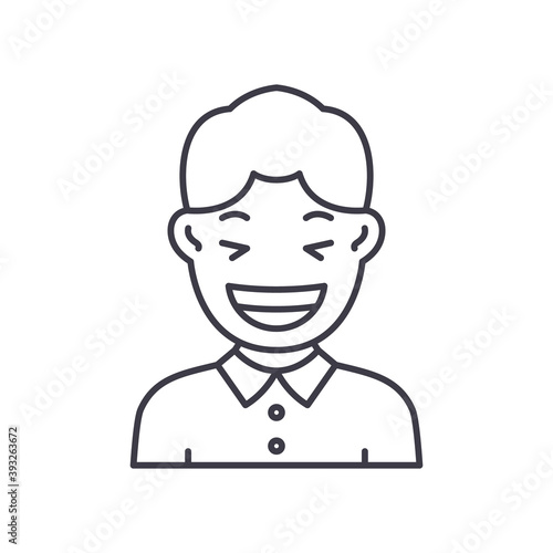 Laugh icon, linear isolated illustration, thin line vector, web design sign, outline concept symbol with editable stroke on white background.
