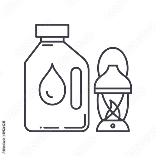 Lamp oil icon, linear isolated illustration, thin line vector, web design sign, outline concept symbol with editable stroke on white background.
