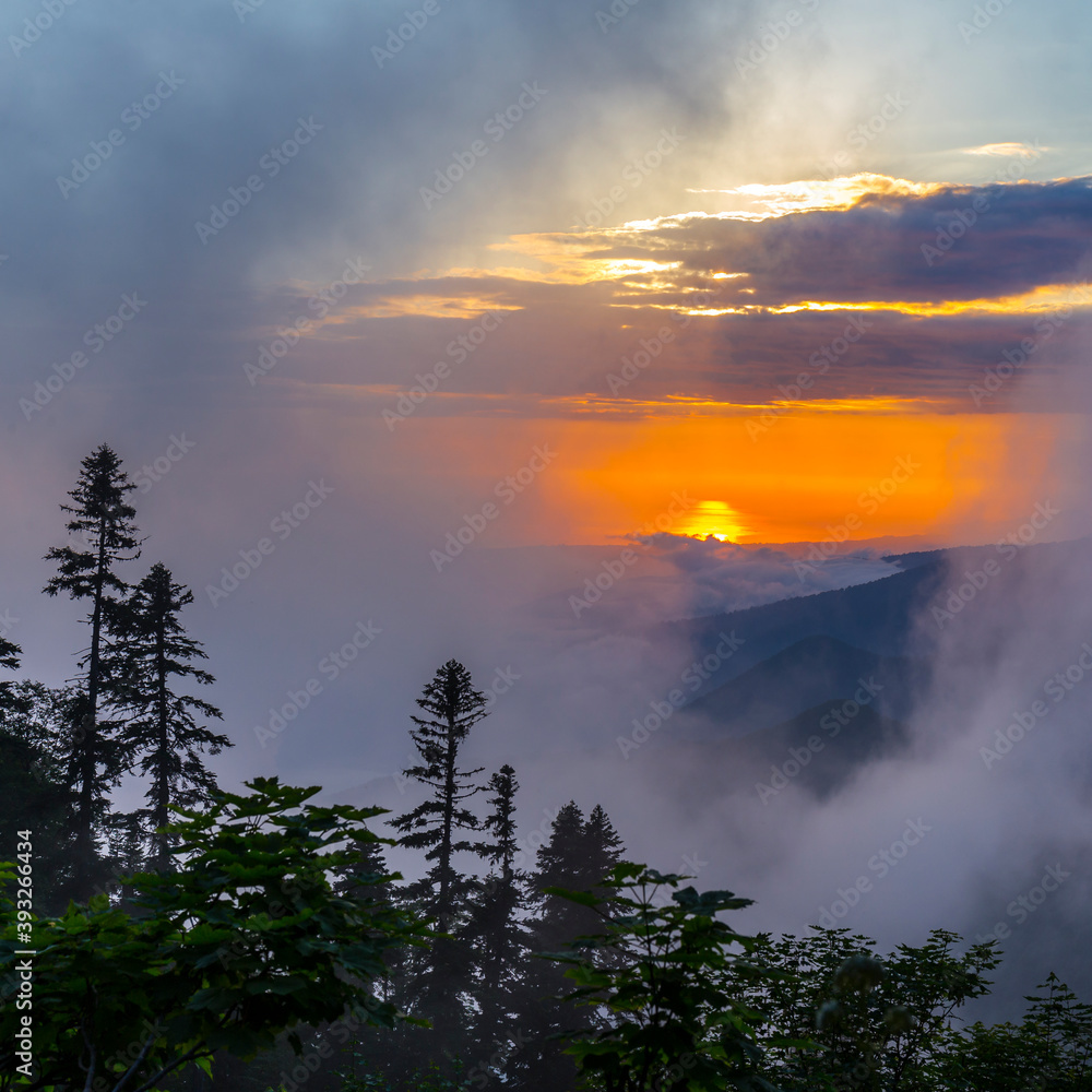 Scenery mountain landscape at Caucasus mountains at sunset time Scenery mountain landscape at Caucasus mountains at sunset time