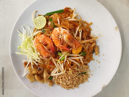 Padthai with shrimp is a thai street food