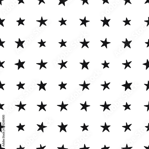 Hand drawn seamless pattern with stars. Vector illustration.