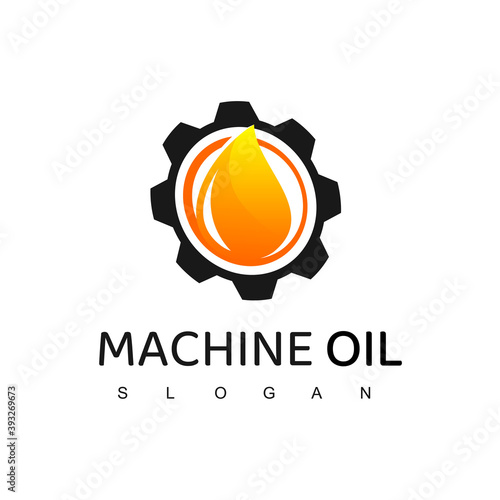 Machine oil logo. Drop lubricant and gear. Vector illustration.