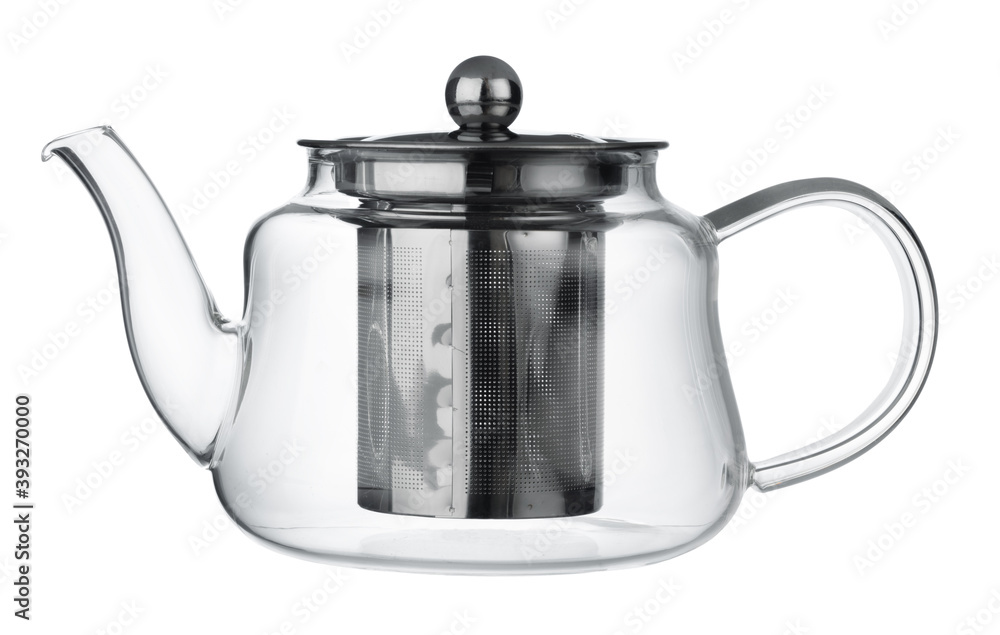 Empty glass teapot isolated on white background Empty glass teapot isolated on white background