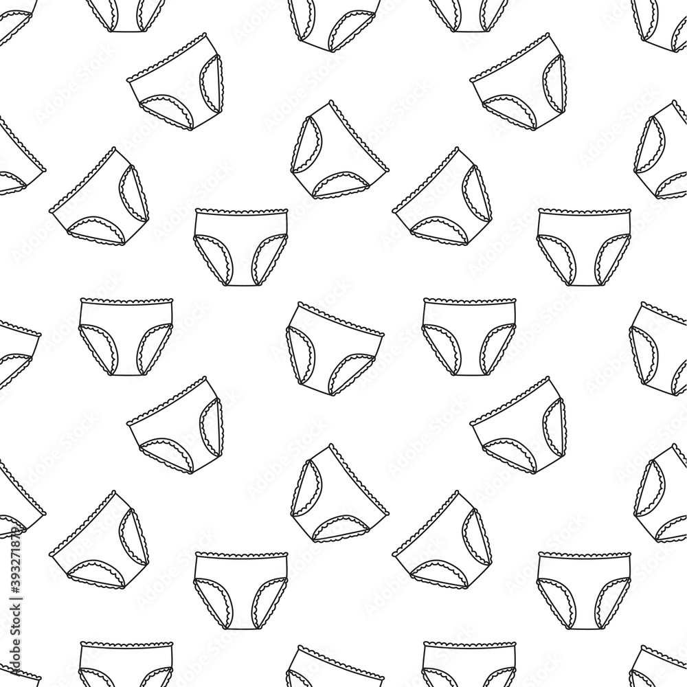 stock vector graphics. Seamless pattern cute women's panties with lace