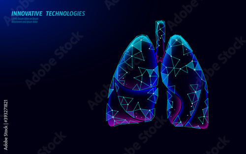 3D human lungs medicine microscopic research concept. Respiratory virus infection coronavirus treatment analysis. Therapy of tuberculosis hospital poster template vector illustration