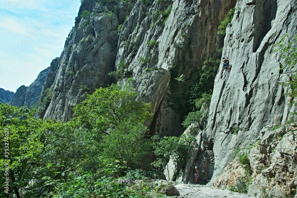 Croatia-view of the climber in the Paklenica National Park Croatia-view of the climber in the Paklenica National Park