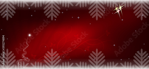 Christmas composition in a red shade, abstract herringbone, set of snowflakes, imitation of white snow