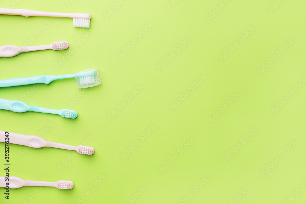 Toothbrushes on color background Toothbrushes on color background