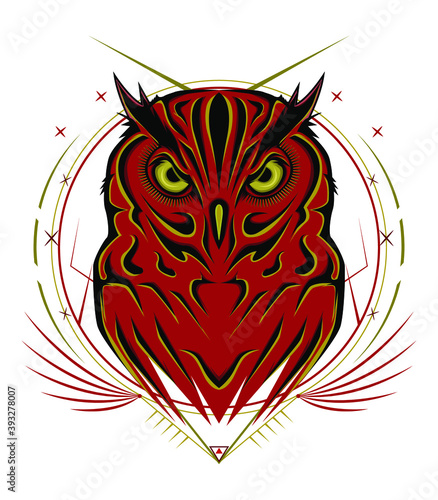 The owl vector illustration. artwork for apparel and merchandise. photo