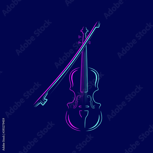 Violin line art colorful logo design. Abstract vector illustration.  New graphic style