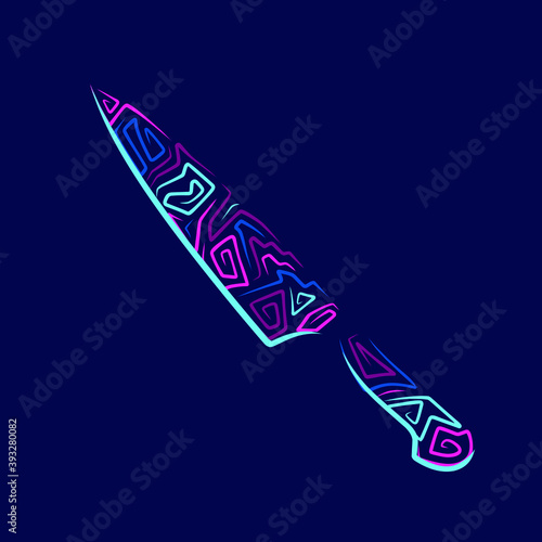 Knife line art colorful logo design. Abstract vector illustration.  New graphic style