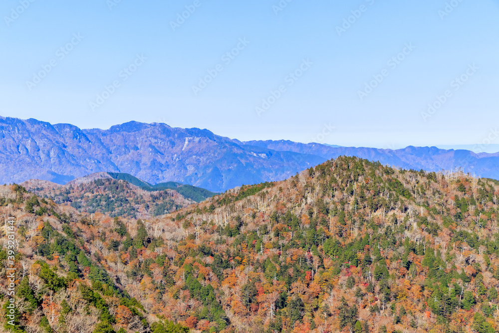 秋の日出ヶ岳から見た景色　大台ヶ原　奈良県　View from the Mt.Hidegadake .Oodaigahara Mt.Hidegadake Nara-ken