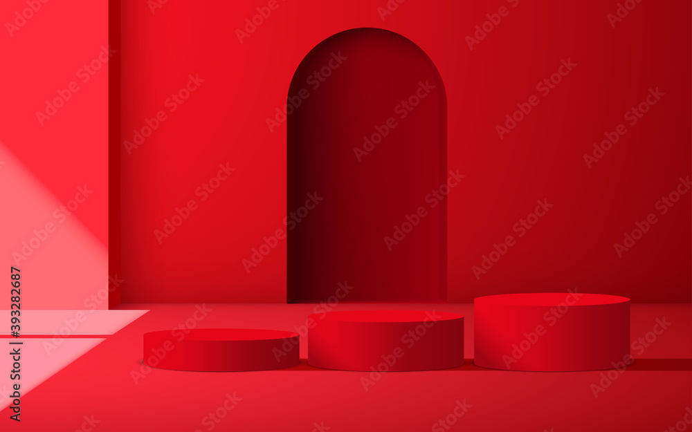 red podiums and sunlight from windows in the red room red podiums and sunlight from windows in the red room