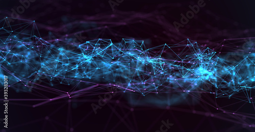Abstract futuristic - technology with polygonal shapes on dark blue background. Design digital technology concept. 3d illustration.