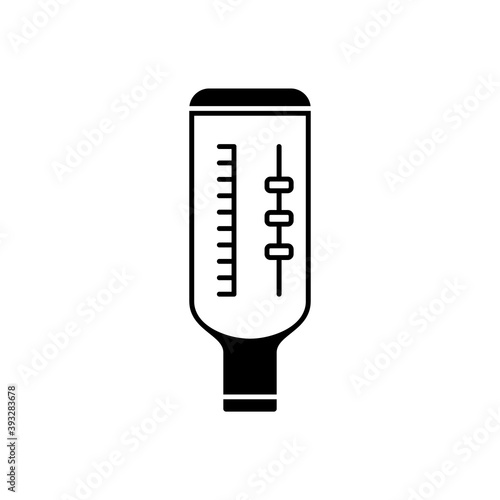 Peak flow meter. Silhouette icon of portable spirometer. Black simple illustration of asthma medical device. Outline isolated vector pictogram on white background