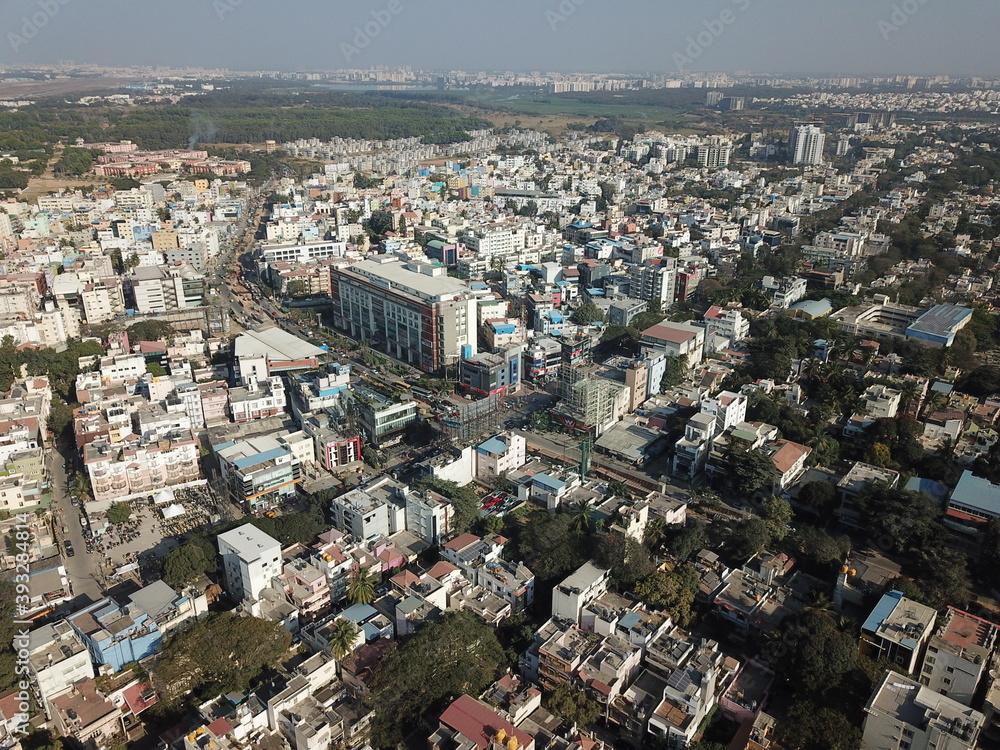 Drone view of apartments in Bengaluru