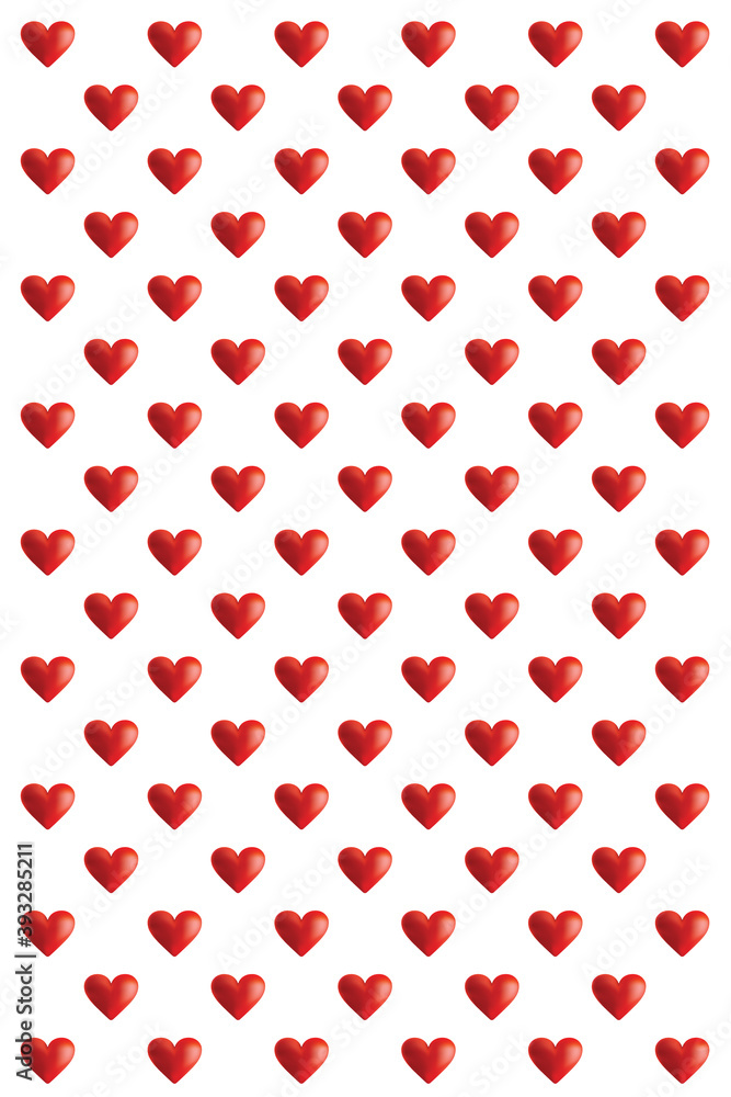 ハートが並んだかわいい愛のイラストイメージ Juxtaposed hearts. Illustration of love image cards