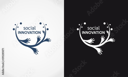 dot and hand icon social innovation design logo