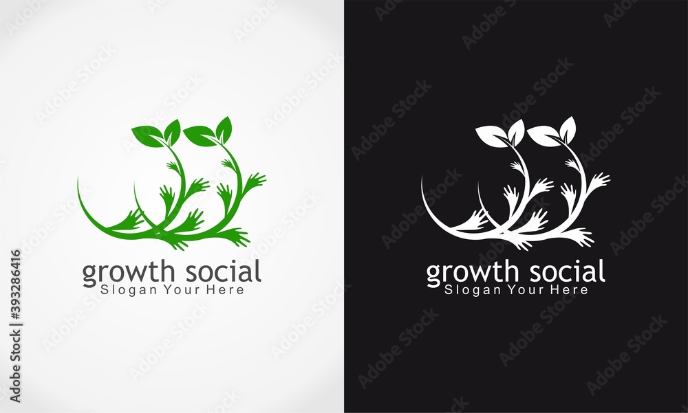 hand and leave icon growth social design logo hand and leave icon growth social design logo