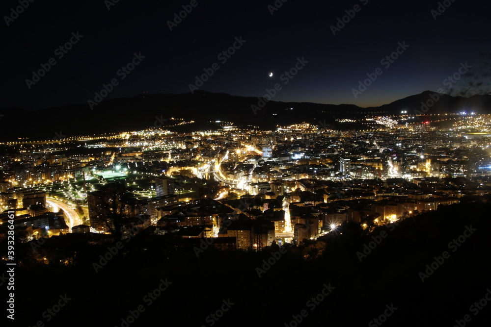 Panoramic view of Bilbao at night
