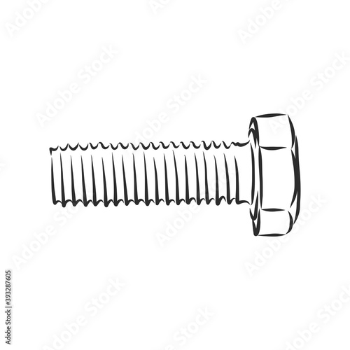 Bolt icon. Vector illustration of a screw. Hand drawn bolt, screw tool. bolt, metal, vector sketch illustration