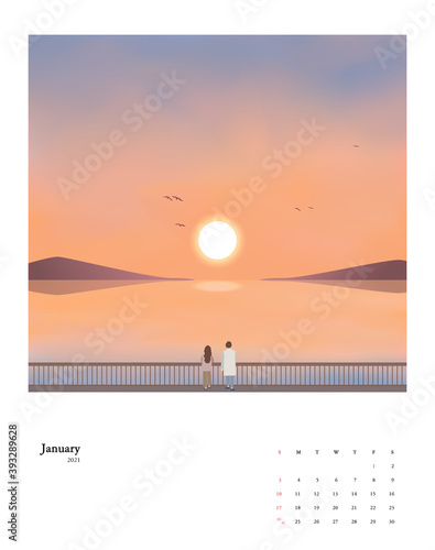 2021 New Year Calendar Set 01 : New Year's sunrise