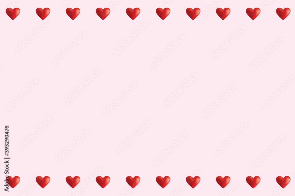 ハートが並んだかわいい愛のイラストイメージ Juxtaposed hearts. Illustration of love image cards